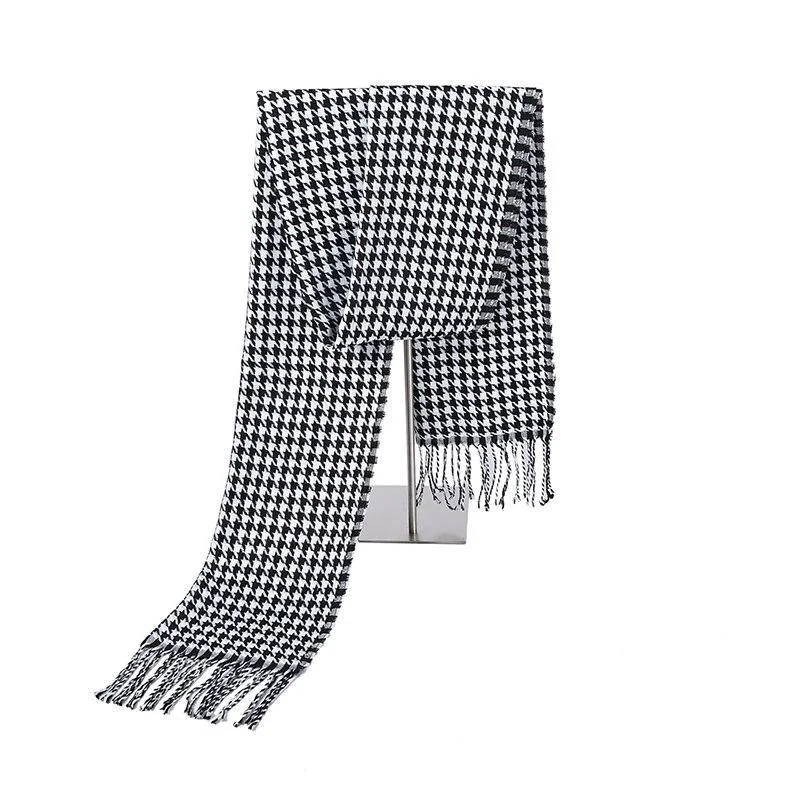 Lightweight Houndstooth Cashmere Wool Scarf Genuine
