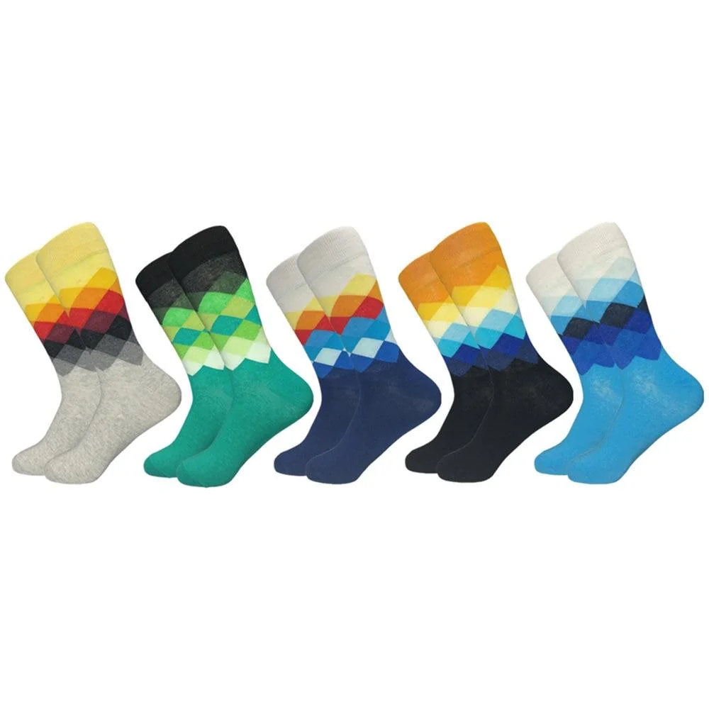 Reliable High French Cotton Casual Plaid Socks 5 pairs Proven