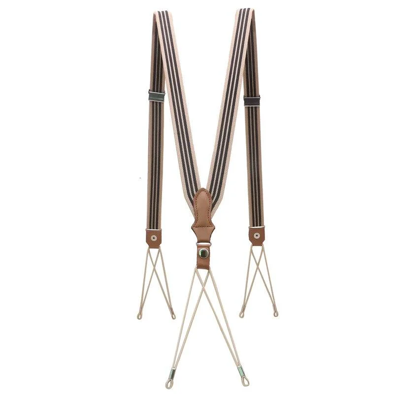 User-Friendly Vintage Cowhide Leather Button String Suspenders Trendy