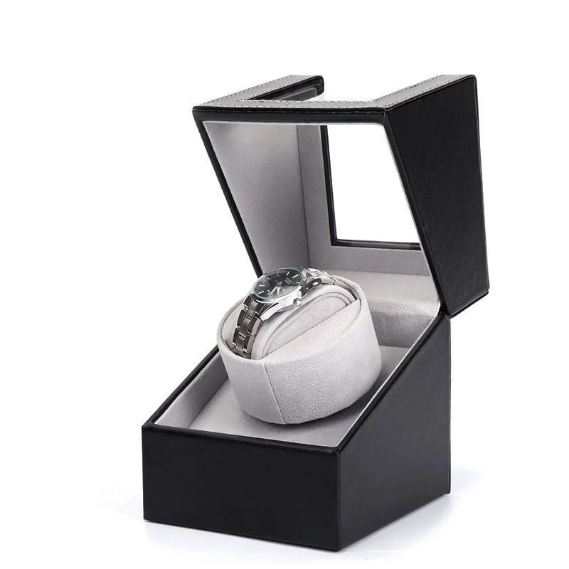 Certified Hans Black Leather Mechanical Watch Winder Clean