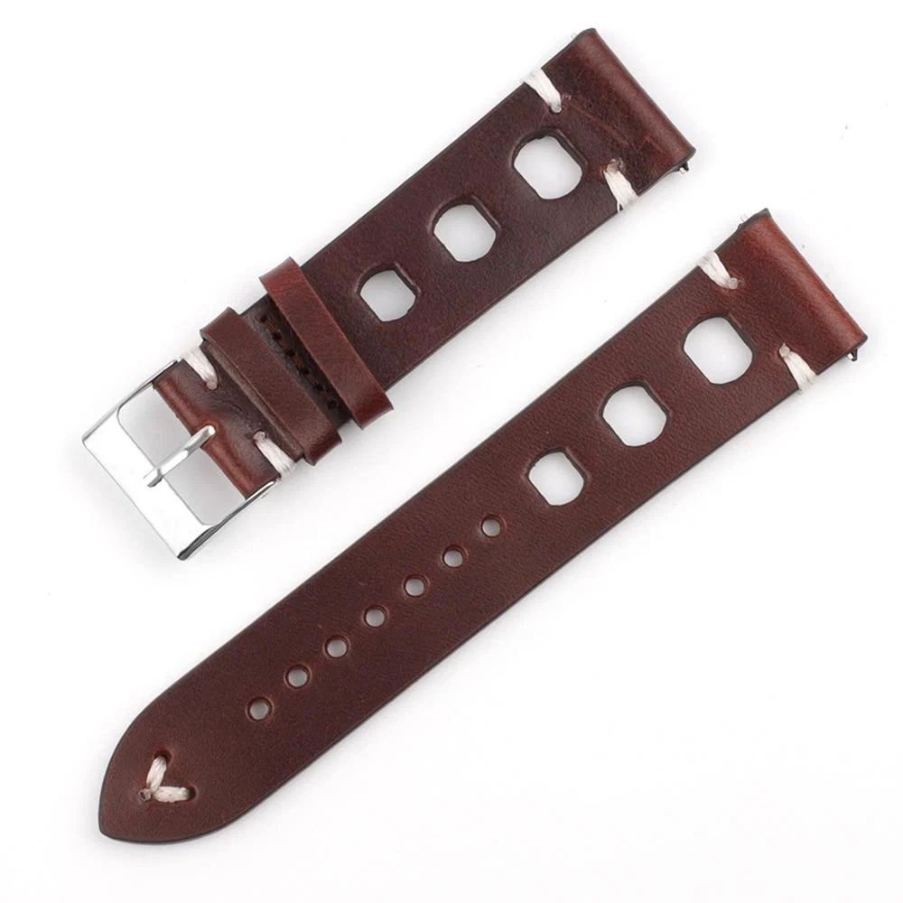 Safe Hubert Handmade Italian Leather Racing Watch Strap With Tang Buckle Lightweight