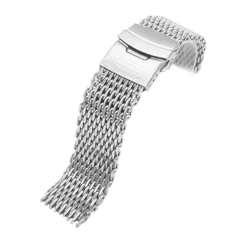 Elegant Orlando Stainless Steel Shark Mesh Watch Strap With Push-Button Deployant Clasp Effective
