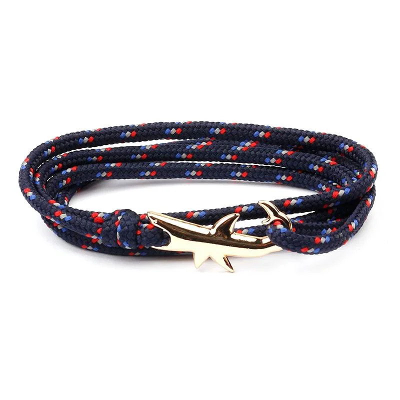 Exclusive Golden Shark Nautical Rope Bracelet Excellent