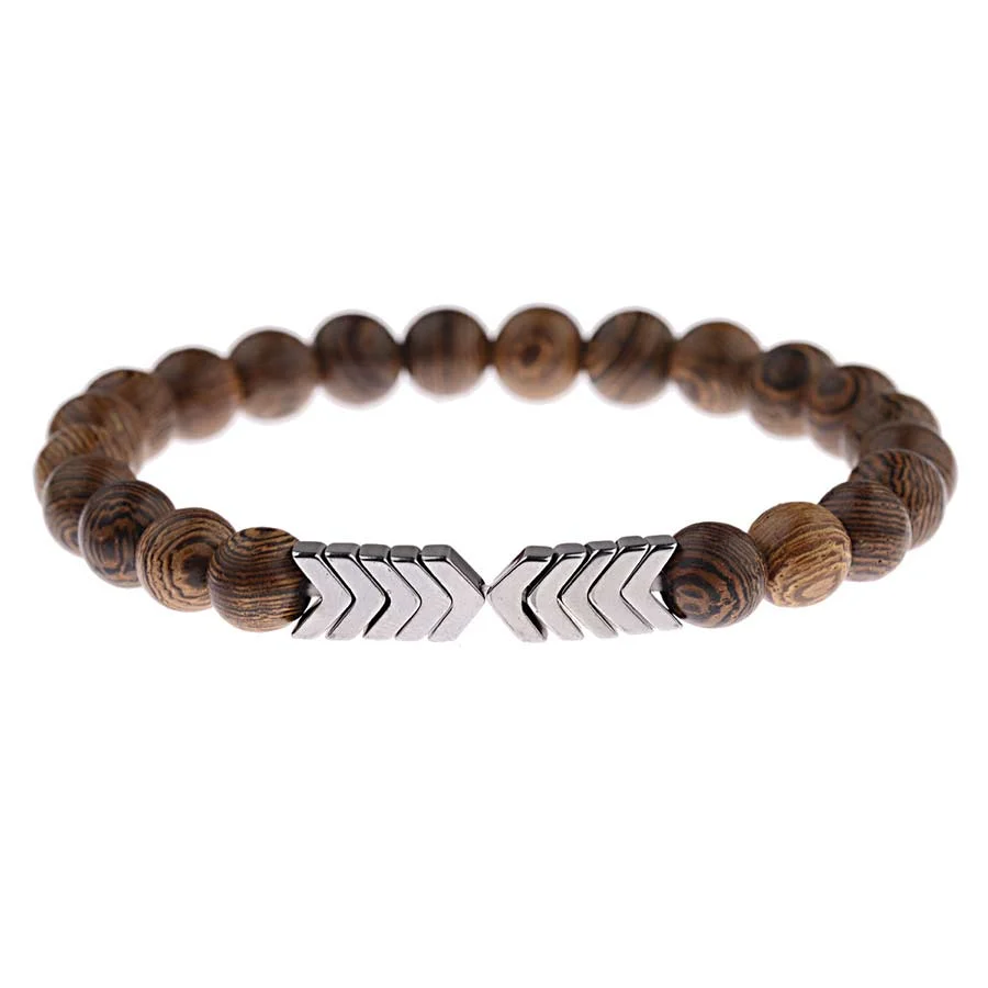 Unique Steel Arrow Natural Beads Bracelet Fine Crafted