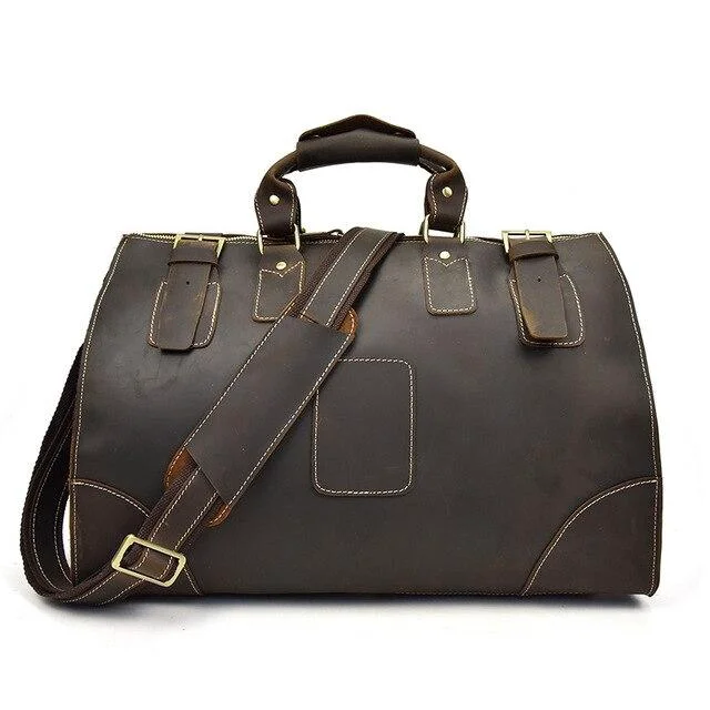 Secure Alastair Crazy Horse Leather Duffel Bag Versatile