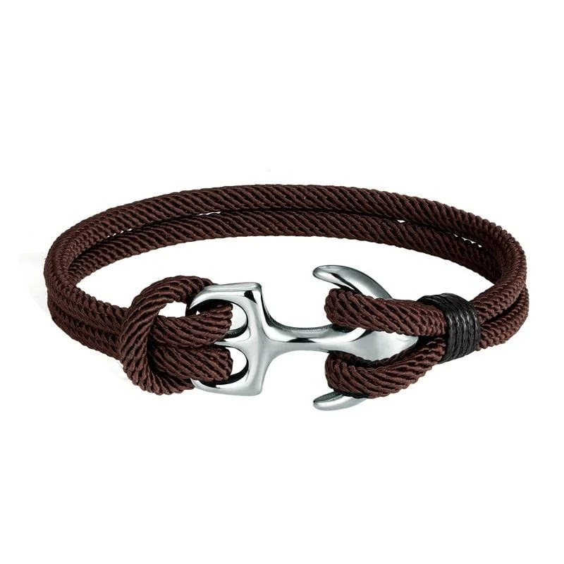 Professional Gordi Ancla de plata Pulsera de cuerda maciza Natural