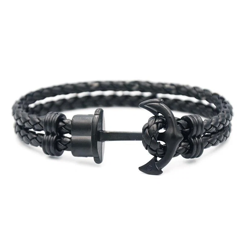 Dependable Oliver Ancla pulsera de cuero trenzado First-Class