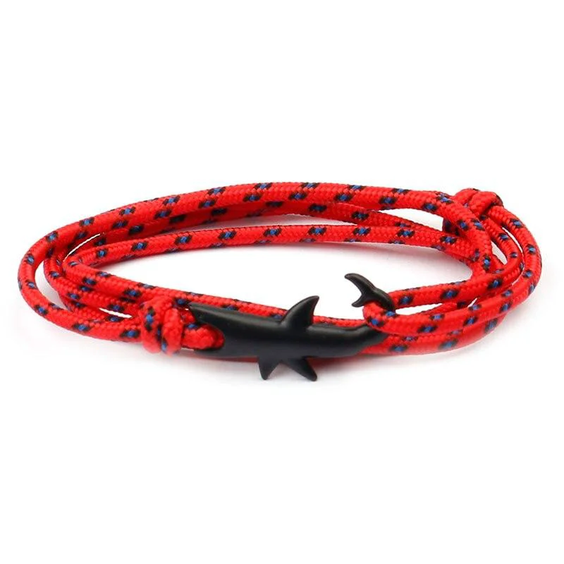 Consistent Pulsera de cuerda náutica Tiburón negro mate Stylish
