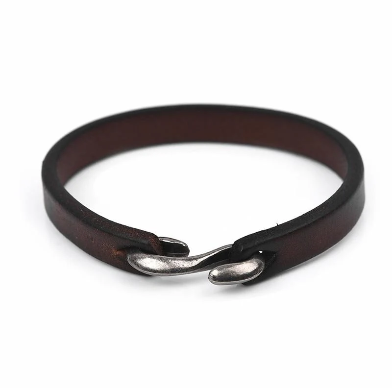 User-Friendly Jacob Pulsera de cuero con gancho plateado Innovative