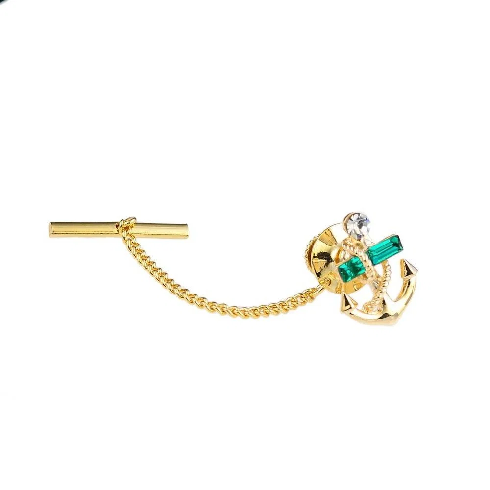 Stylish Alfiler de corbata con ancla dorado Minimalist