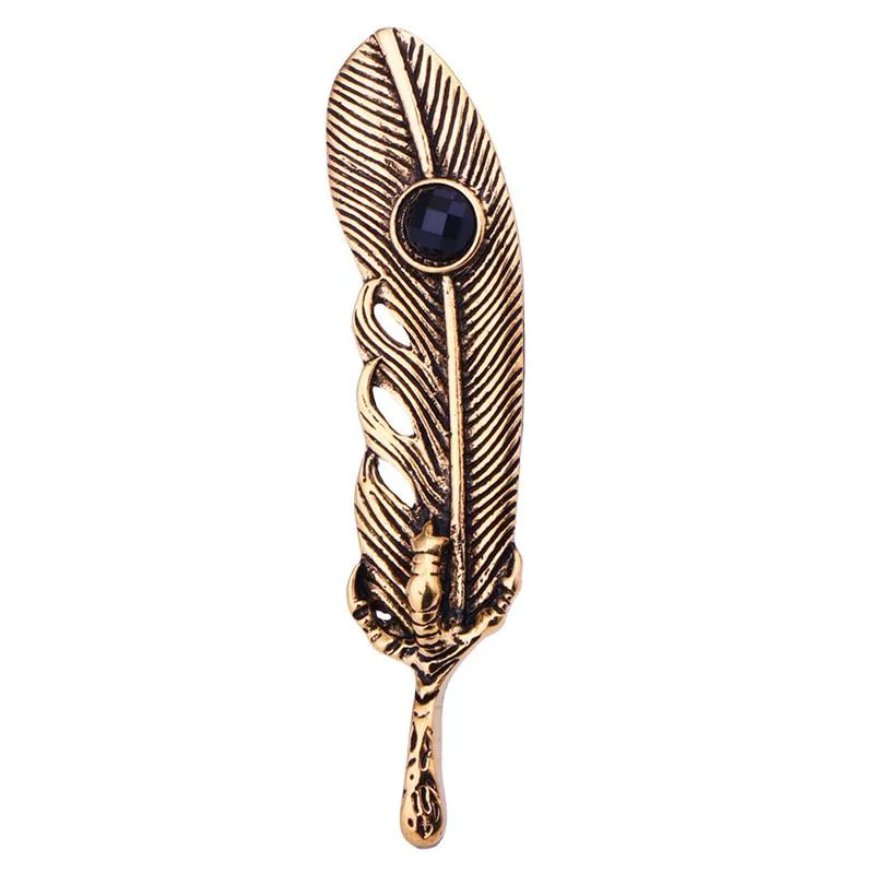 Casual Alfiler de solapa de pluma de metal antiguo First-Class
