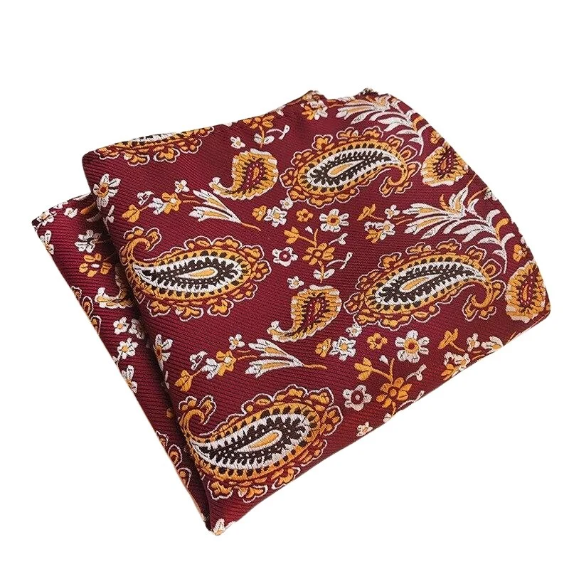 Exclusive Pañuelo de bolsillo de seda jacquard con estampado de cachemira en forma de lágrima pequeña Eco-Friendly