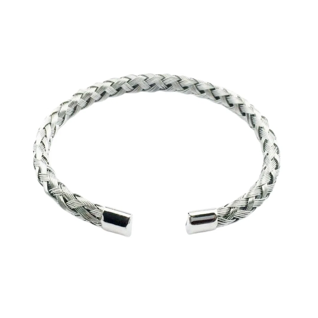 User-Friendly Brazalete minimalista trenzado de acero inoxidable Elegant