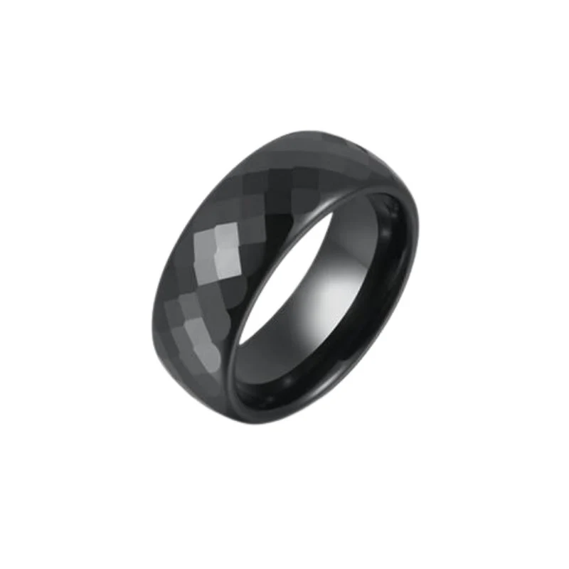 Traditional Nielsen Anillo de cerámica negra de corte cepillado Genuine