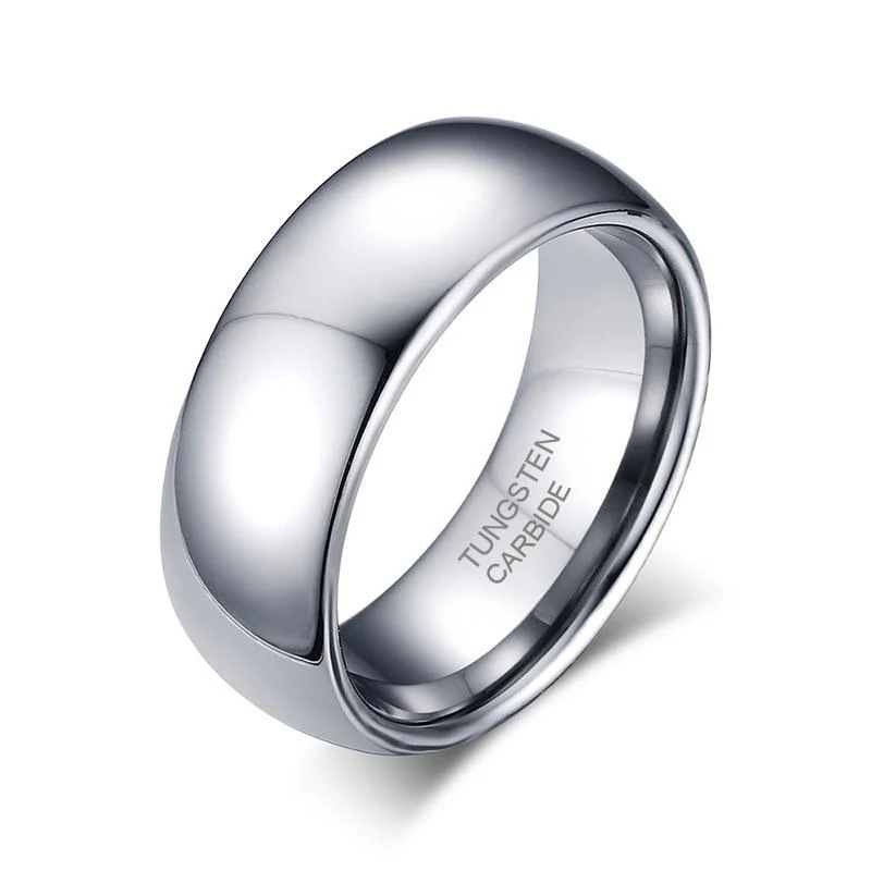 Official Anillo de carburo de tungsteno pulido en tono plateado Advanced