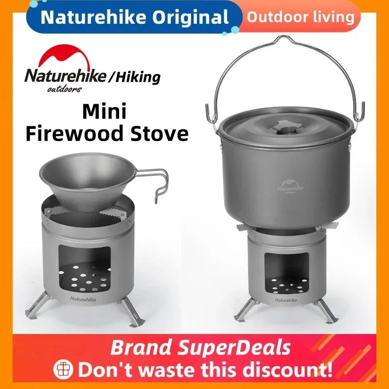 Classic Camping Wood Stove Titanium Portable Wood Burning Folding Ultralight Stove for Outdoor Picnic Cooking Pure
