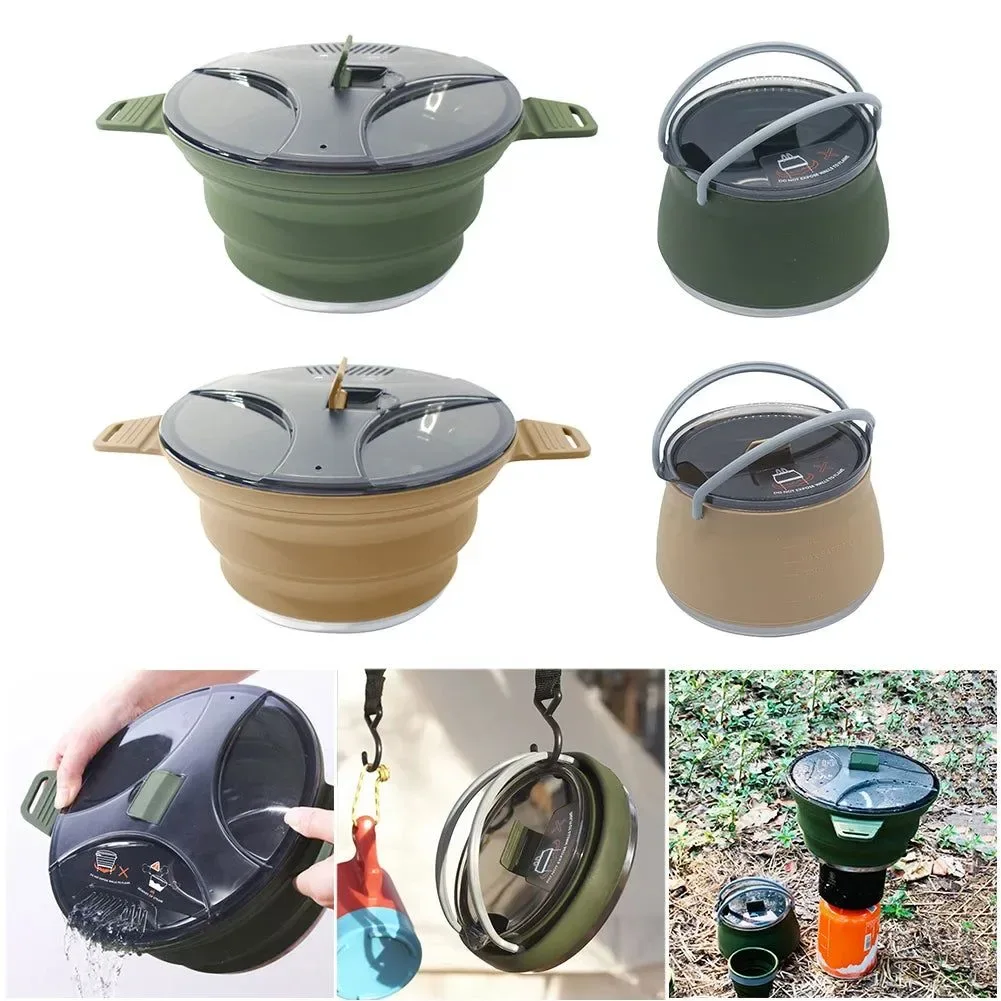 Prestigious Outdoor Folding Silicone Kettle Portable Mini Boiling Water Pot with Handle for Camping Travel and Picnics Durable