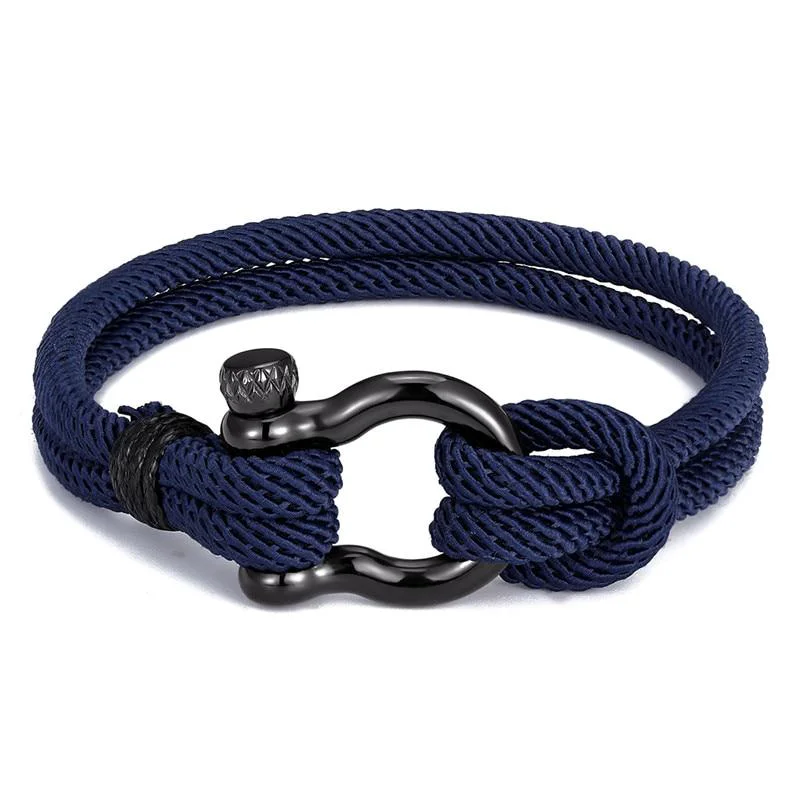 Smart gordi Brazalete de cuerda maciza con grillete de herradura oscuro Unique