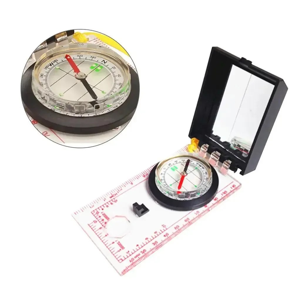 Advanced Portable Magnifying Compass - Navigation Map Reading Compass with Lanyard Mirror and Ruler for Camping Hiking and Traveling Professional
