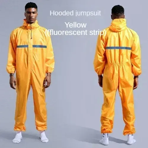 Advanced Waterproof Conjoined Raincoat Coverall with Hat - Oil-Resistant Work Safety Suit for Men and Women Smart