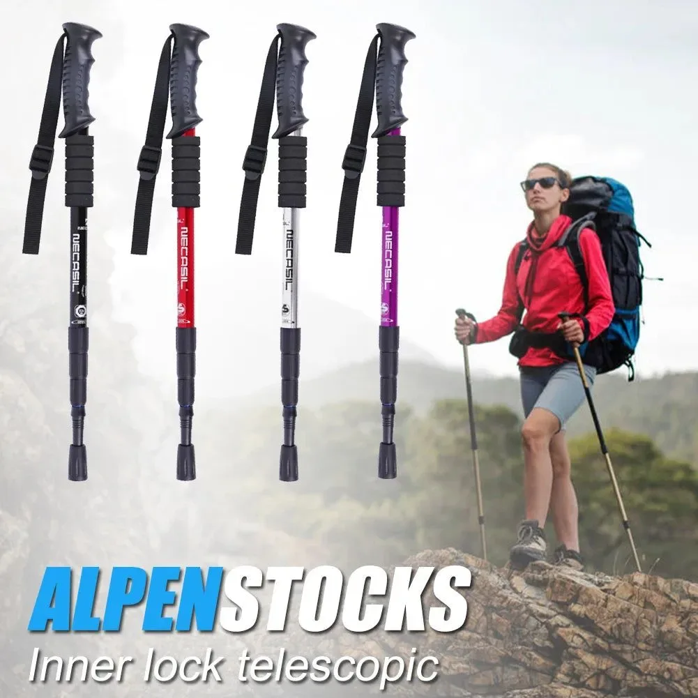 Sustainable 1 2Pcs Light Aluminum Alloy Folding Walking Sticks - High-Quality 4-Section Telescopic Trekking Poles for Hiking and Climbing Healthy