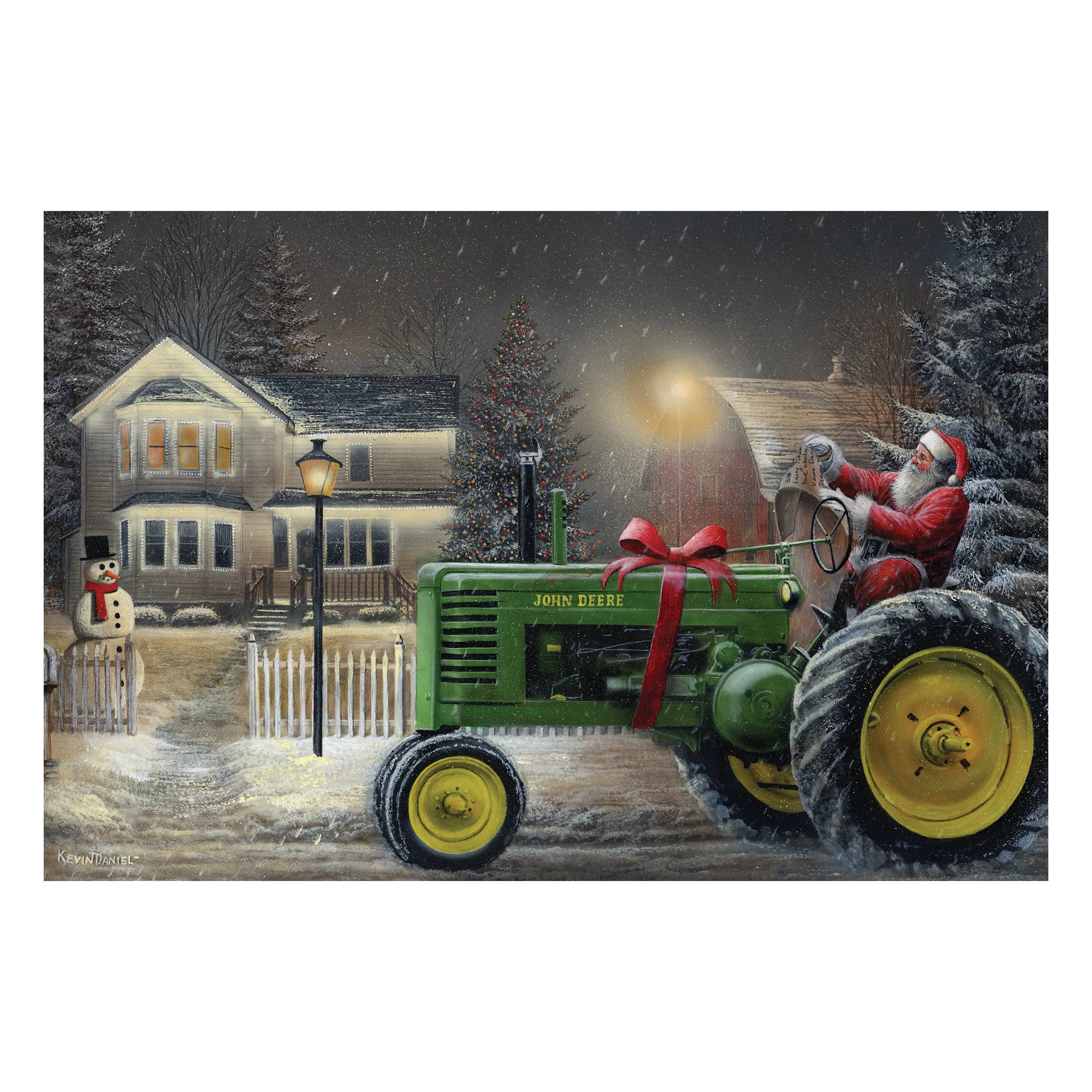 Comfortable LED Art 24in x 16in-Santa on Tractor Excellent