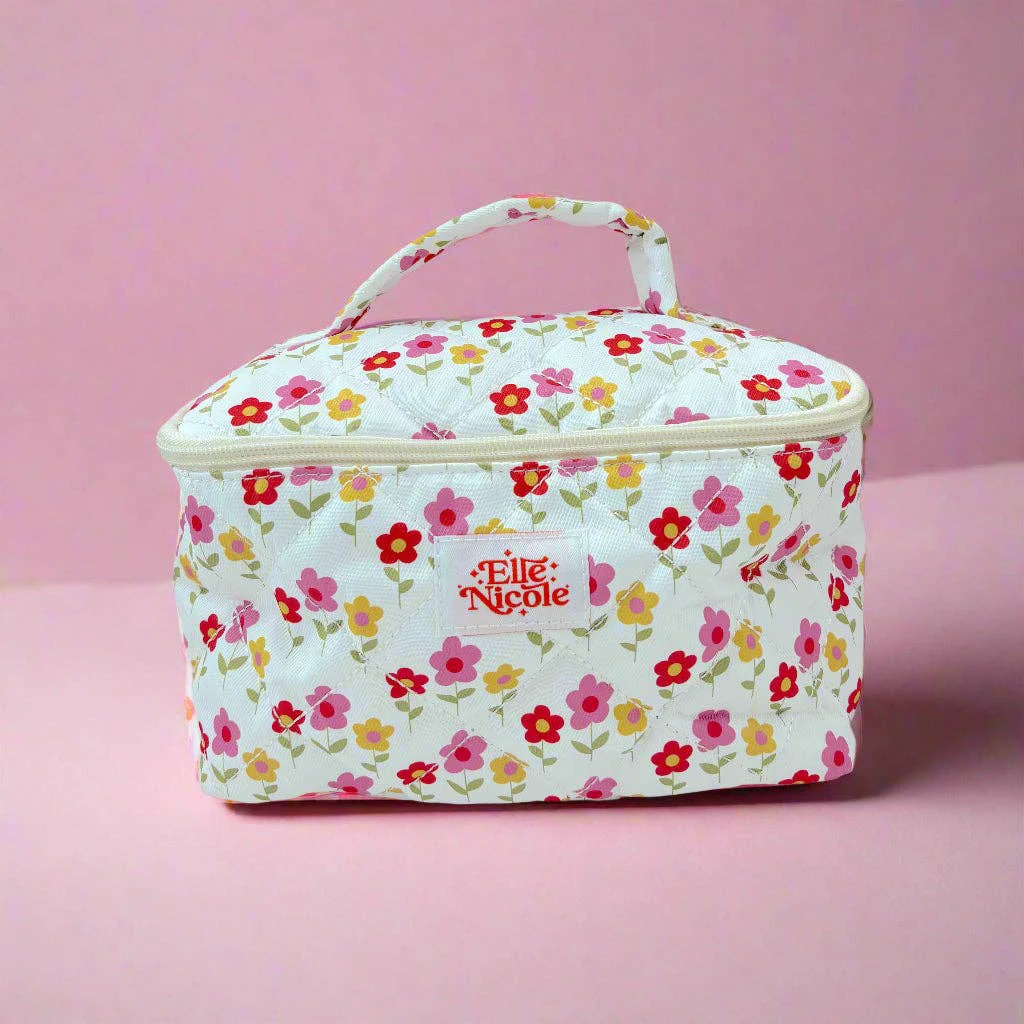 Verified Quilted Handle Cosmetic Bag - Mod Floral Expertly Made