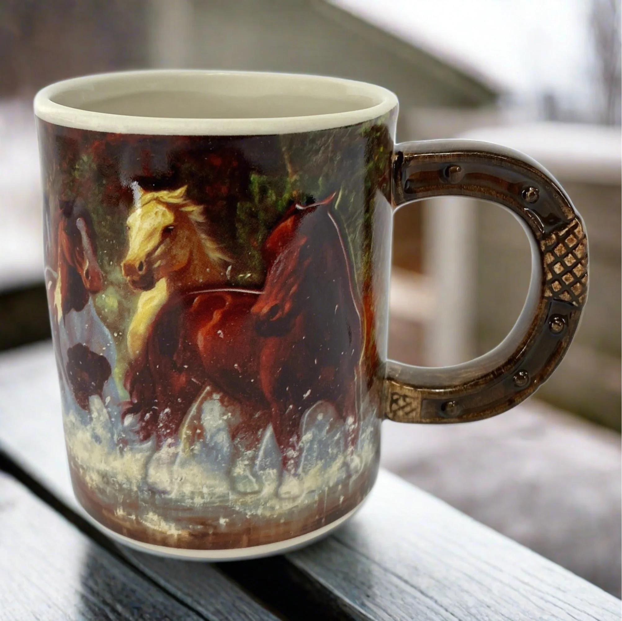 Crafted Ceramic Mug 3D 15oz-Horse Scene Efficient