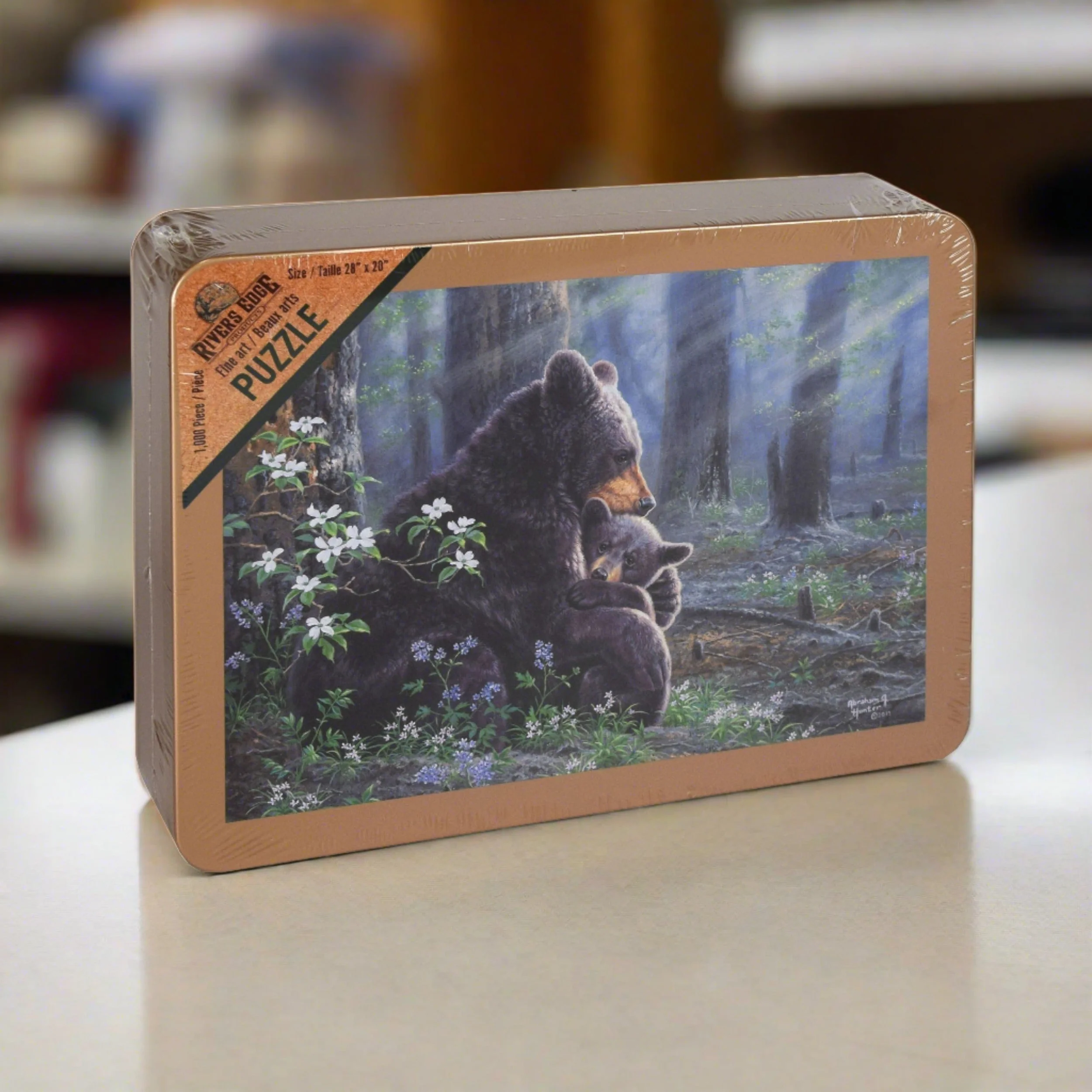Exceptional Puzzle in Tin 1000-Piece-Bear Scene Fast