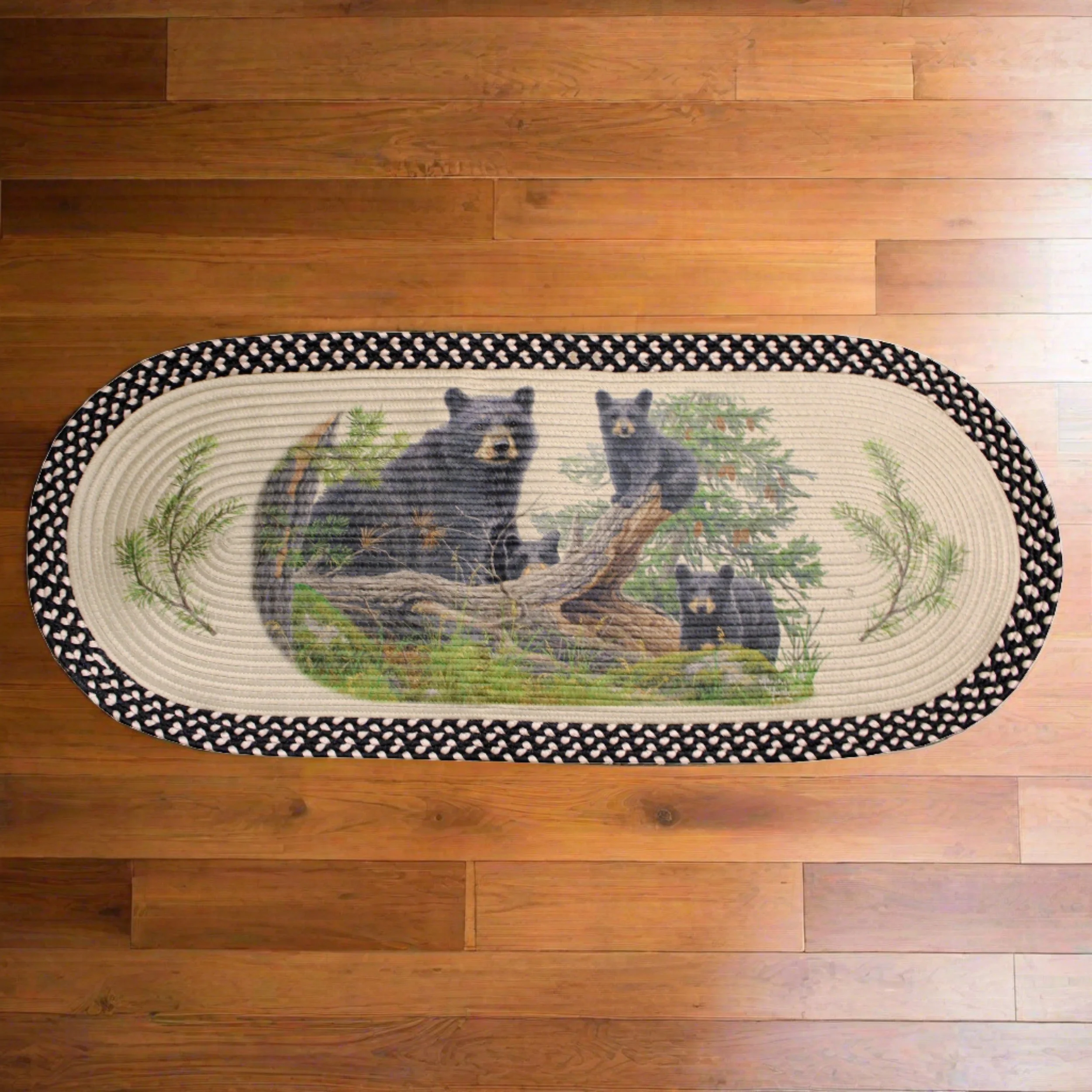 Luxury Braided Rug 48-inch Oval-Bear Wilderness Playground Selected