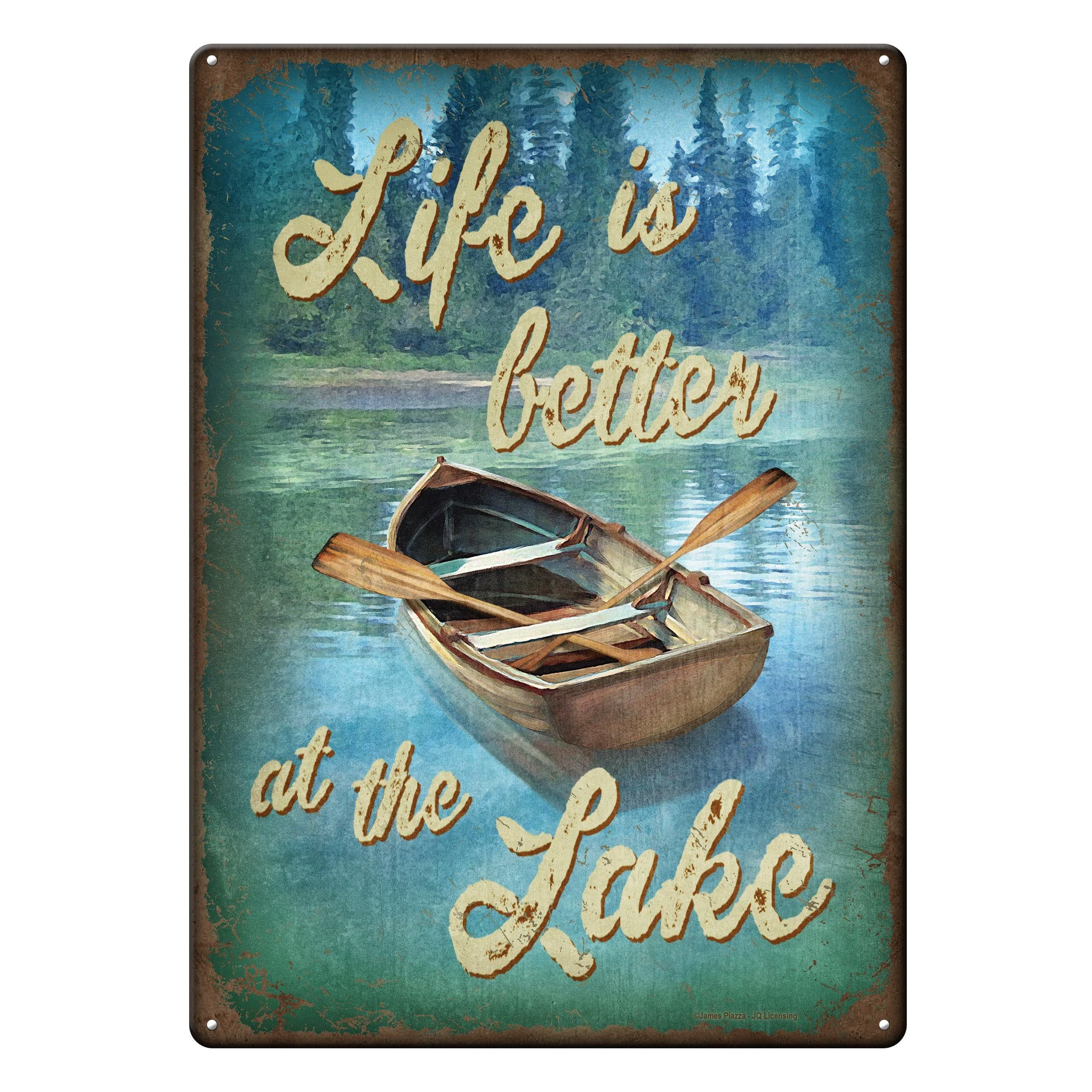 Refined Tin Sign 12in x 17in-Life Better Lake Smart