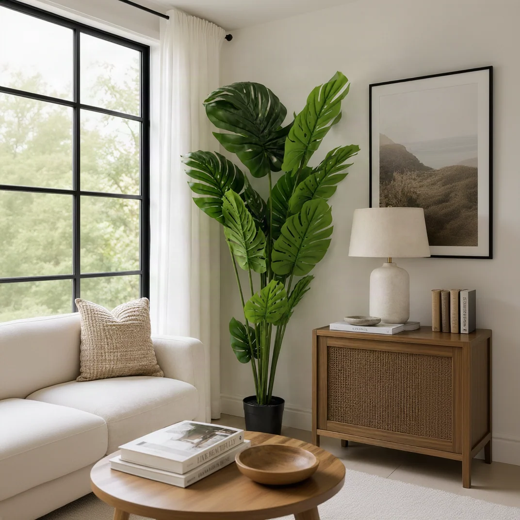 Detailed Faux Monstera Plant 4.92 ft H User-Friendly