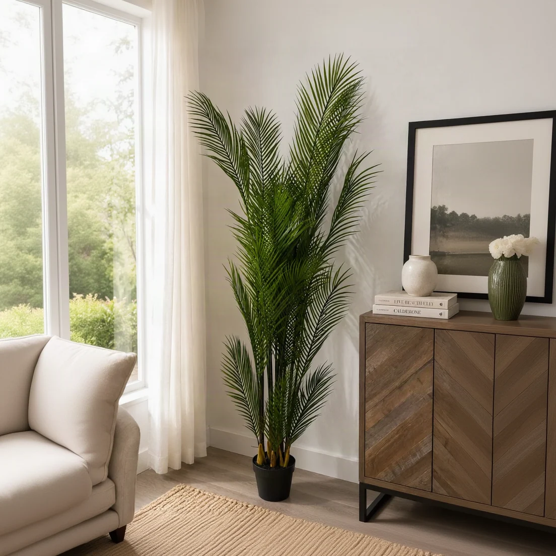 Eco-Friendly Faux Pygmy Date Palm 5.91 ft H Functional