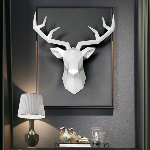 Stylish 3D Abstract Small Deer Head Sculpture Casual