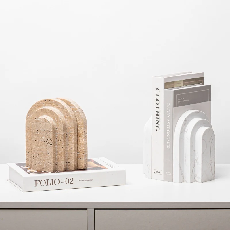 Classic Marble Geo Bookends Eco-Friendly