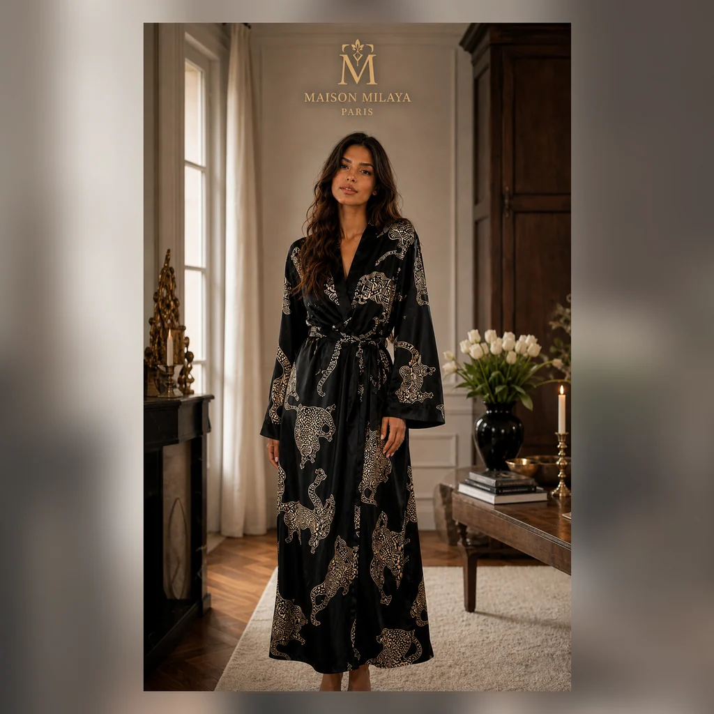 Fine Kimono Long Signature Léopard – Maison Milaya Quality
