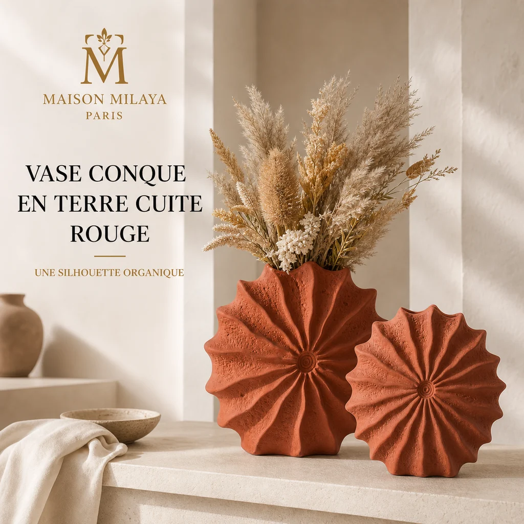 Innovative Vase Conque en Terre Cuite Rouge – Maison Milaya Relaxed
