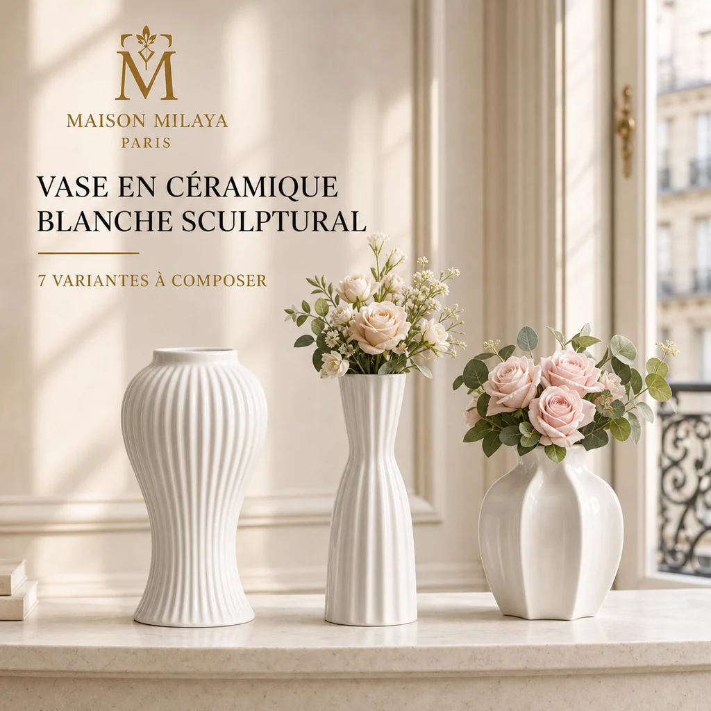 Dependable Vase en Céramique Blanche Sculptural – Maison Milaya Relaxed