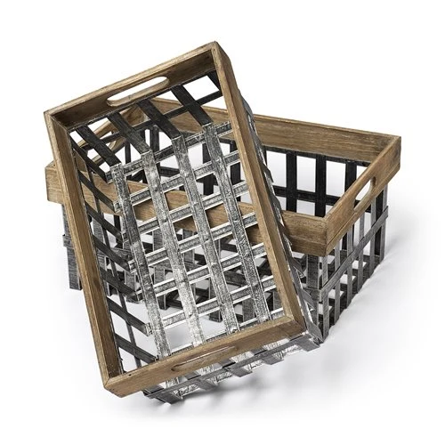 Dependable Chartrand Wood And Metal Open Crate Style Baskets High-Grade