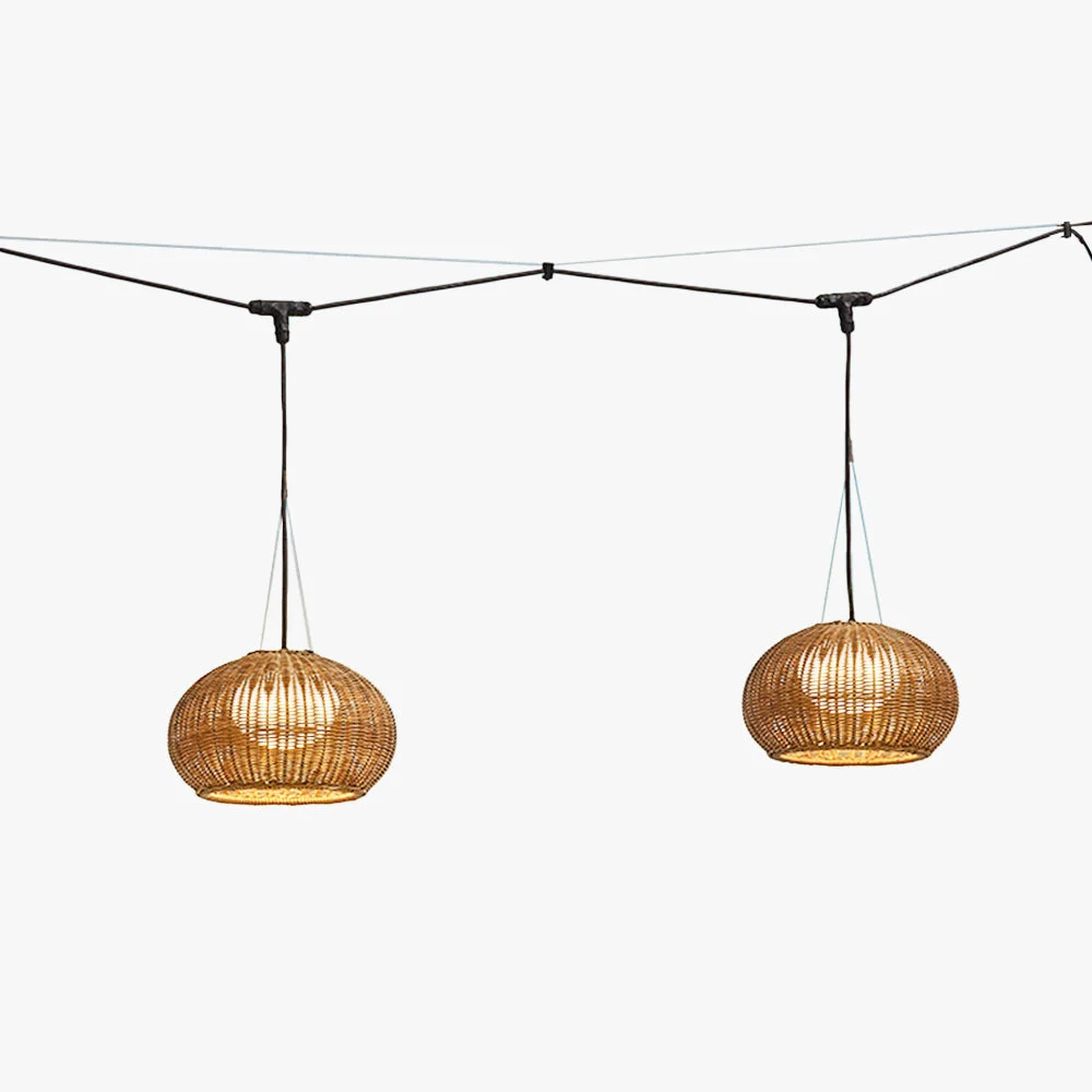 Stylish Ritta Außenpendelleuchte Bambus 16 38CM Lang Contemporary