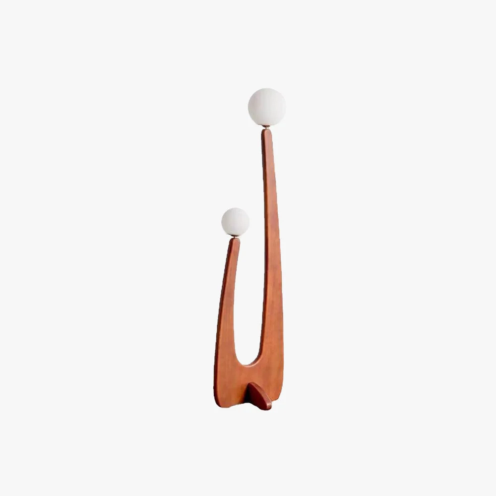 Powerful Avi Stehleuchte Holz Glas 2-flammig Premium