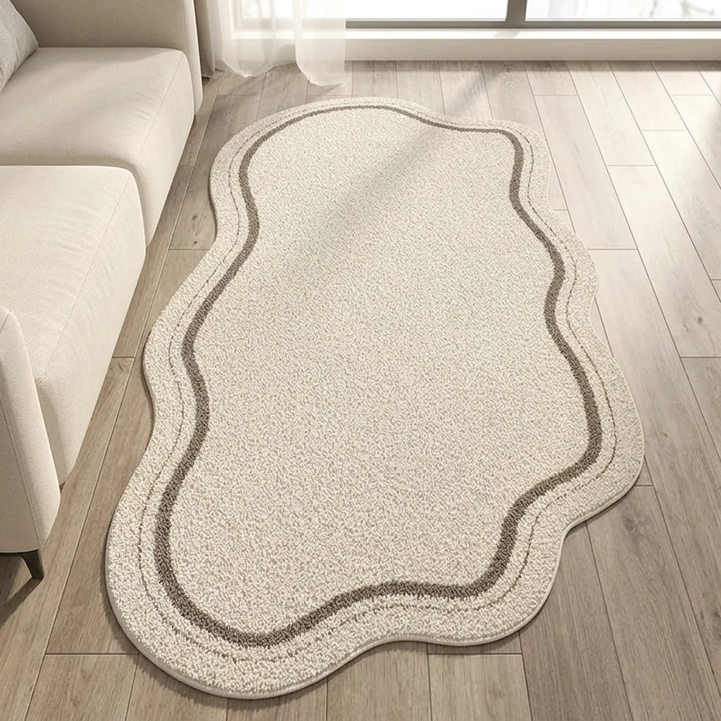 Minimalist Soft Cream Area Rug Warms a Room Non-Slip Washable