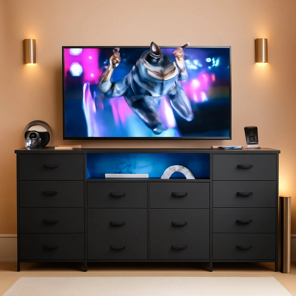 Consistent Twelve Drawer Dresser With Contemporary Led Lighting Responsible