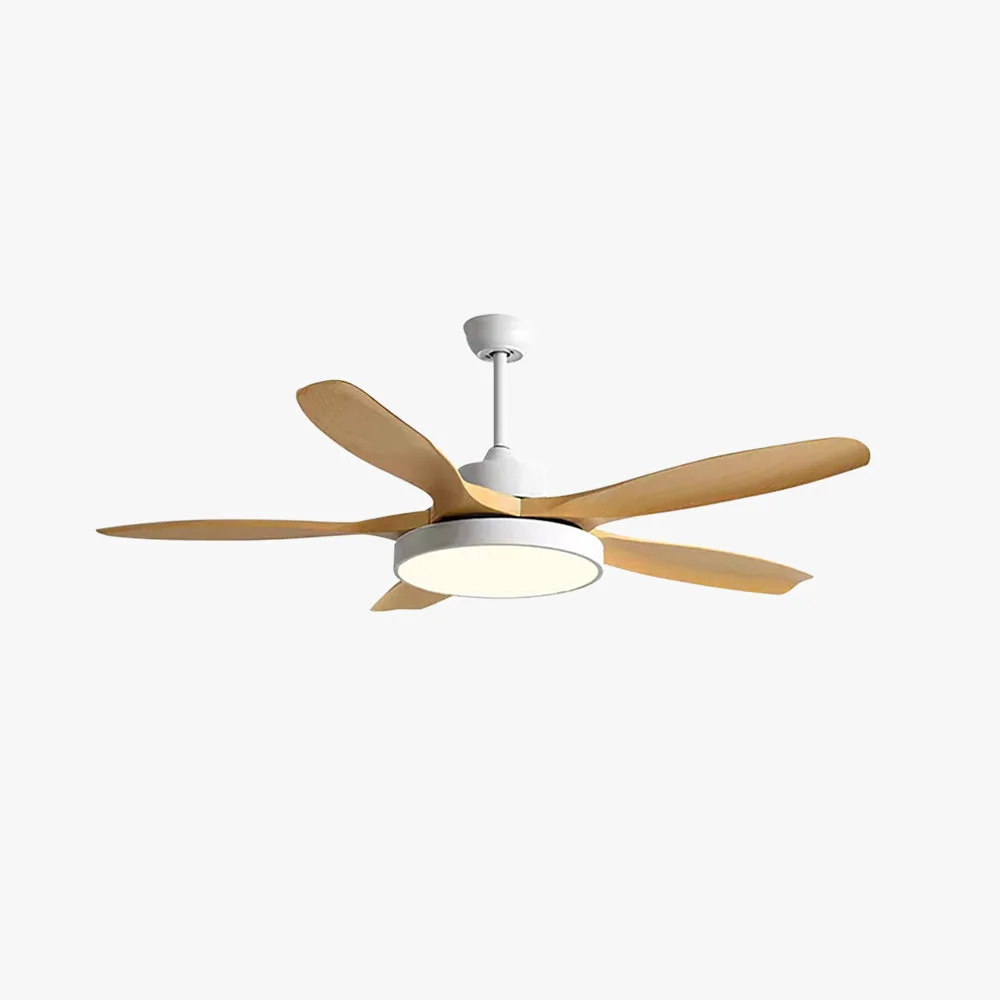 High-Grade Ozawa Elementar Weiß und Schwarz 5 Blätter Deckenventilator mit Beleuchtung Hölzern ∅130CM Unique