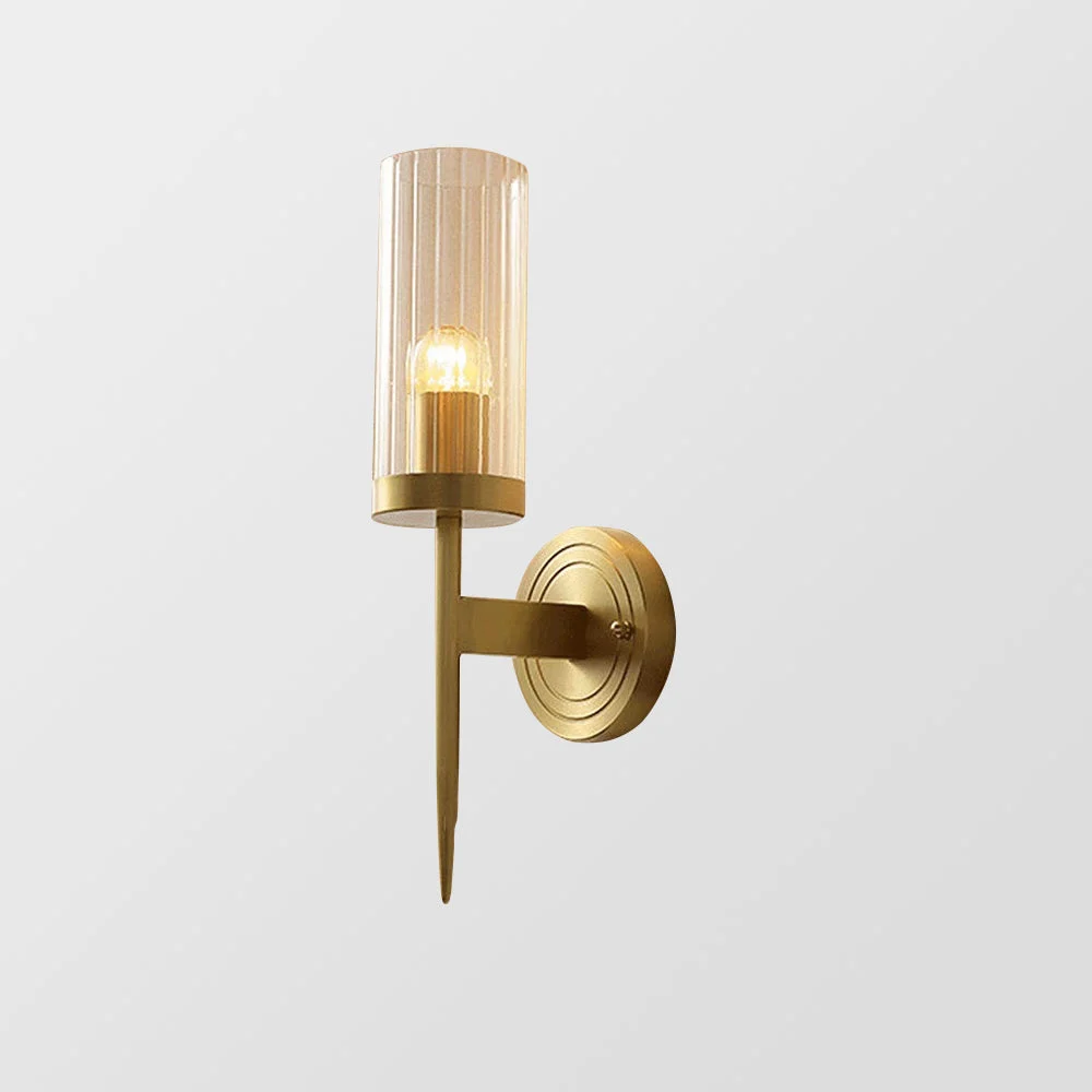 High-End Modern Brass Sconce Ribbed Long Glass Wall Lights For Living Room Original