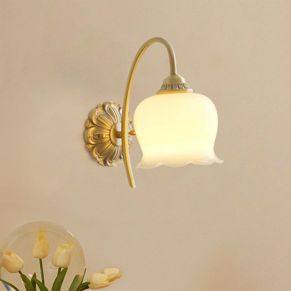 Fine Crafted Creamy Copper Glass Wall Sconce User-Friendly