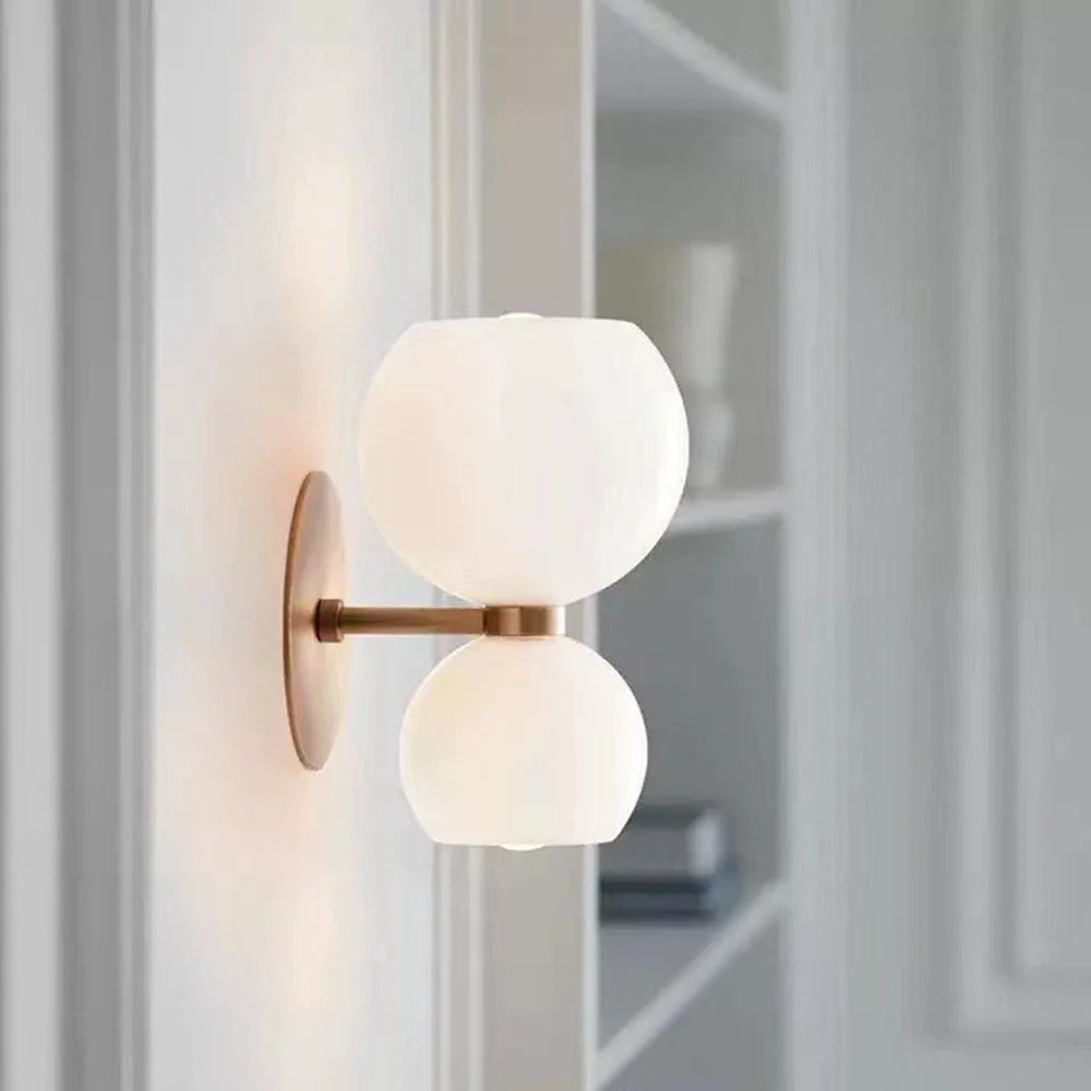 High-Performance Creative Modern 2 Heads Glass Wall Lamp Natural