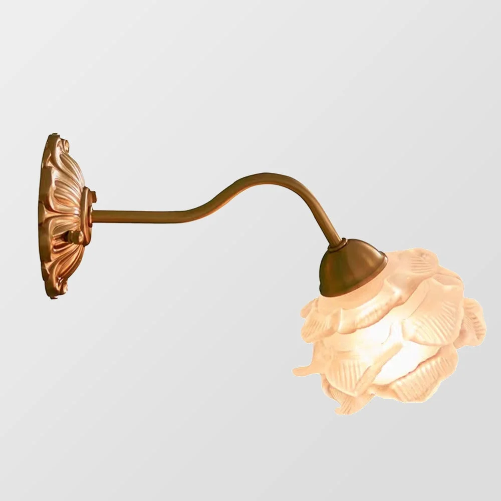 Safe Retro Flower Petal Glass Wall Lamp Copper Wall Light High-Performance