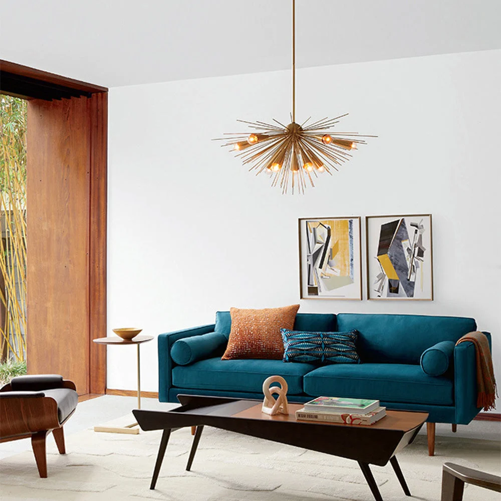 Luxury Mid-Century Modernist Brass Chandelier For Living Room Superior