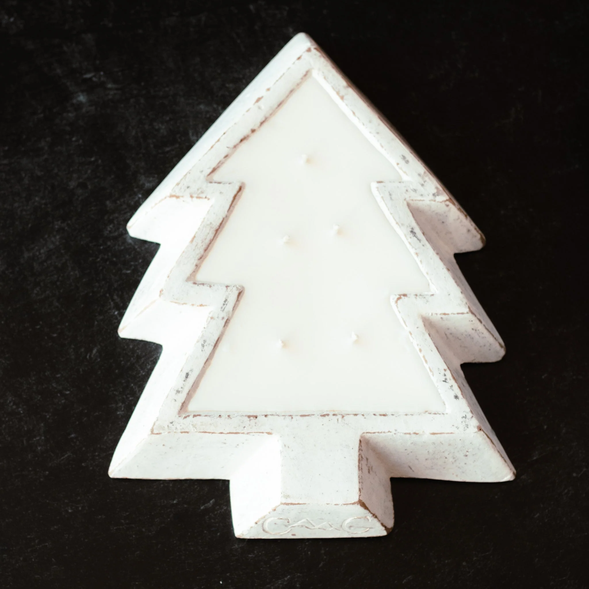 Long-Lasting White Pottery Tree Bowl Candle - Fraser Fir Needle Luxury